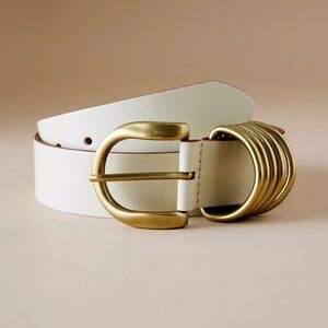 Genuine Leather Belt by Anthropologie Cream‎ and Gold XL